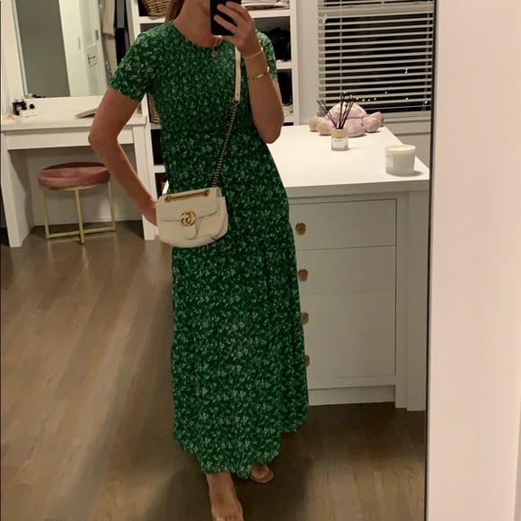 zara green floral maxi dress
